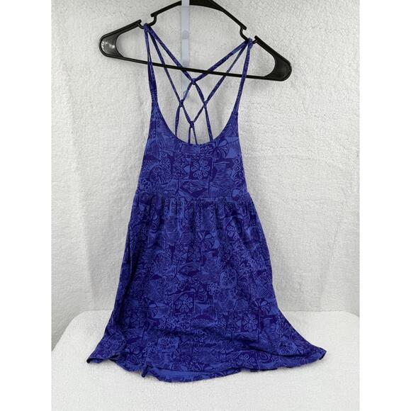Op Blue Spaghetti Straps CrissCross Back Patterned Sundress Small - Picture 2 of 7